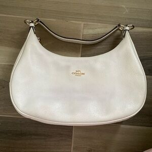 Coach Bone White Leather Shoulder Bag w Strap and Wallet